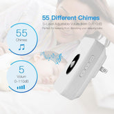 Wireless Doorbell ,Waterproof Door Chime Kit with 1 Push Button,1 Plug-in Receiver,55 Melodies ,5 Level Volume,Night Light and LED Indicator Operating at 1000ft for Home Office